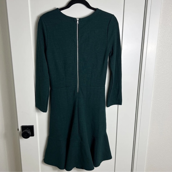 GAP Fit Flare Dress Long Sleeve Tropic Green Back Zip Stretch Knit 2 Tall - Picture 5 of 8
